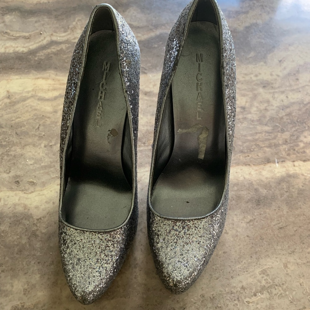 Silver platform shoes. Very cute. Looks great with everything.